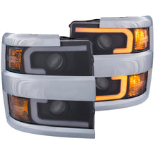 Load image into Gallery viewer, ANZO USA Chevrolet Silverado Hd Projector Headlights W/ Plank Style Switchback Black W/ Amber Chrome Rim; 2015-2017 - eliteracefab.com