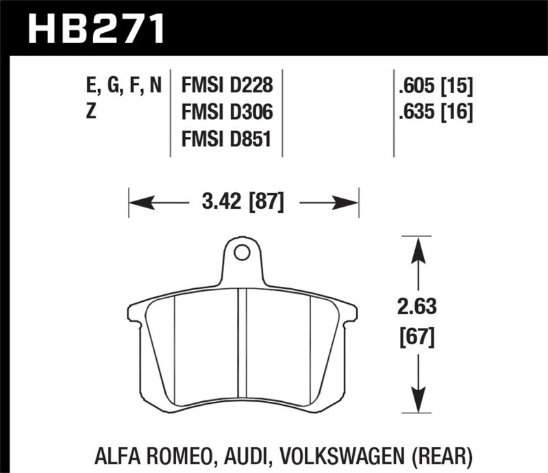 Hawk Performance HP+ Brake Pads - HB271N.635