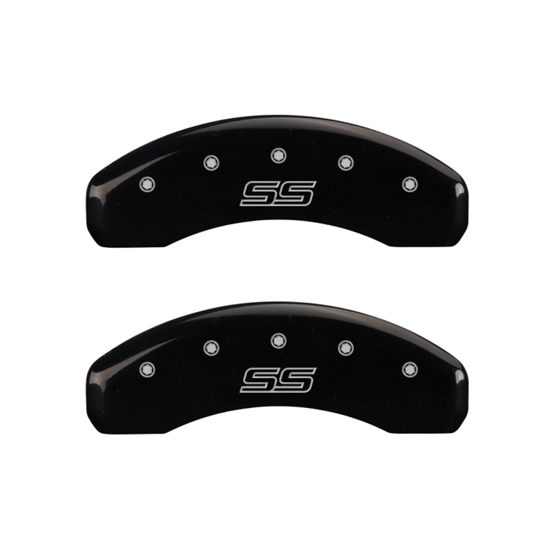 MGP 4 Caliper Covers Engraved Front & Rear Trailblazer style/SS Black finish silver ch - eliteracefab.com