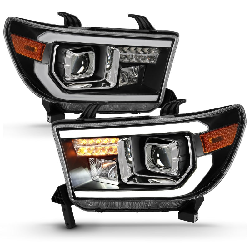 ANZO 2007-2014 Toyota Tundra Projector Light Bar H.L Black Amber(Led High Beam) (Halogen Version) - eliteracefab.com