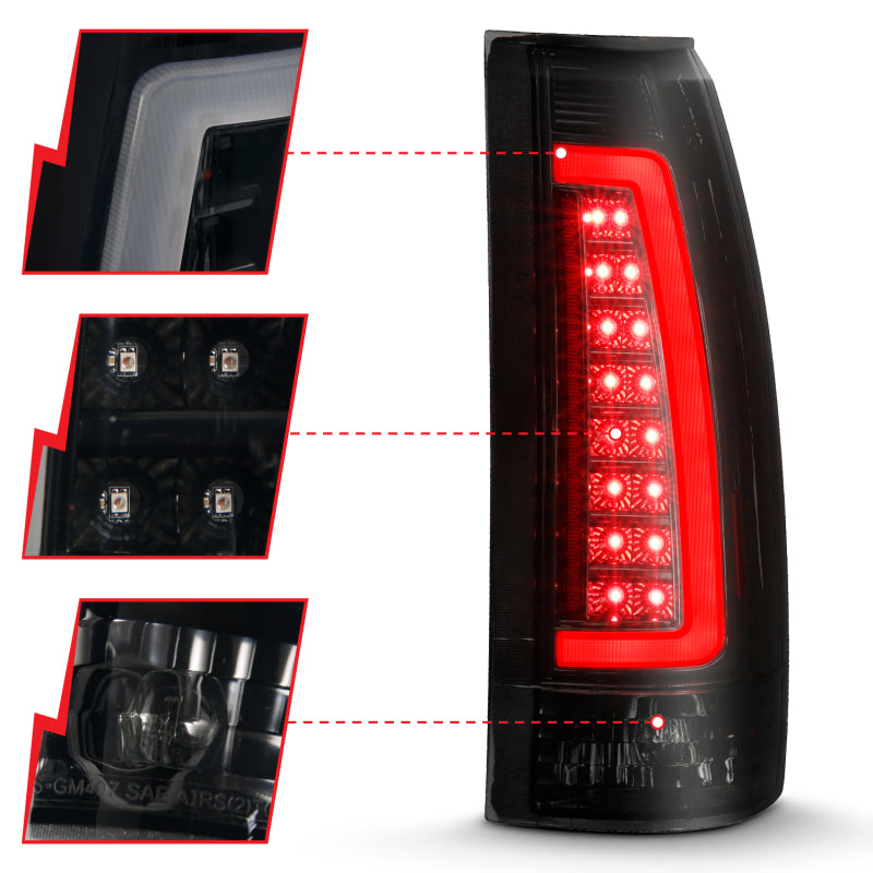 ANZO 1999-2000 Cadillac Escalade LED Taillights Black Housing Smoke Lens Pair - eliteracefab.com