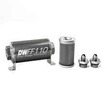 Load image into Gallery viewer, DeatschWerks Stainless Steel 6AN 40 Micron Universal Inline Fuel Filter Housing Kit (110mm) - eliteracefab.com