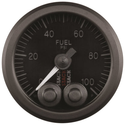 Autometer Stack Instruments Pro Control 52mm 0-100 PSI Fuel Pressure Gauge - Black (1/8in NPTF Male) ST3506