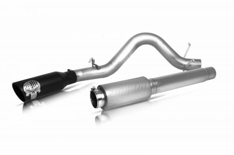 Gibson 04-10 Nissan Titan SE 5.6L 4in Patriot Skull Series Cat-Back Single Exhaust - Stainless - eliteracefab.com