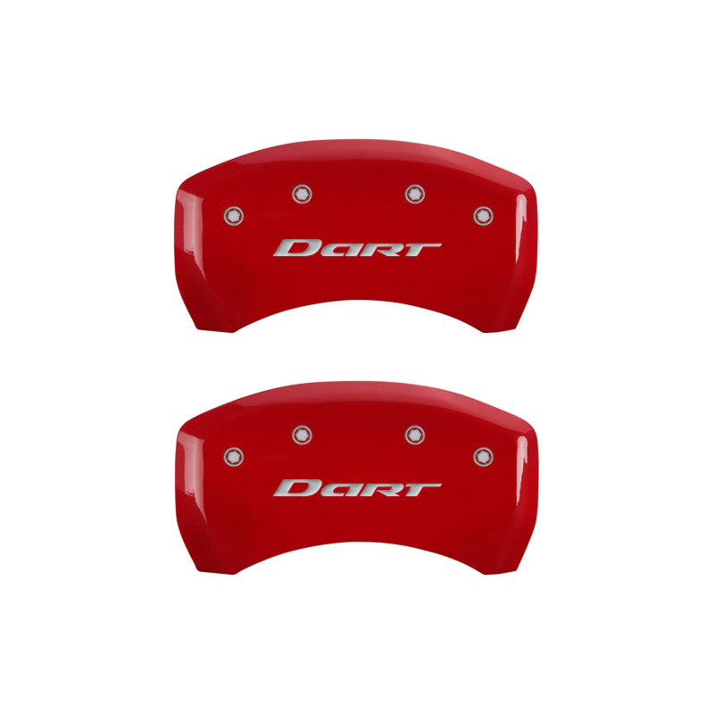 MGP 4 Caliper Covers Engraved Front & Rear With out stripes/Dart Red finish silver ch MGP