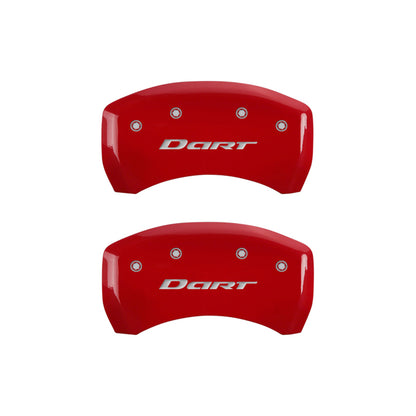 MGP 4 Caliper Covers Engraved Front & Rear With out stripes/Dart Red finish silver ch MGP