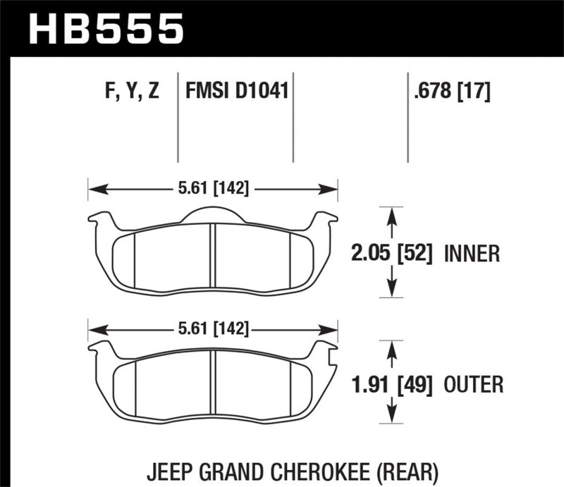 Hawk Performance HPS Brake Pads - HB555F.678