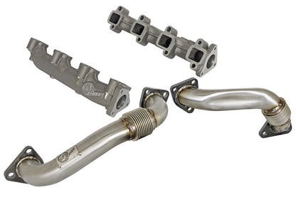 aFe 01-04 GM V8-6.6L LB7 Twisted Steel Manifold w/ Up Pipe aFe