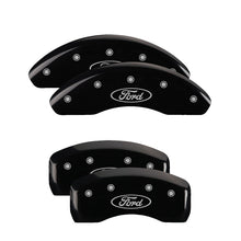 Load image into Gallery viewer, MGP 4 Caliper Covers Engraved Front &amp; Rear Oval logo/Ford Black finish silver ch MGP