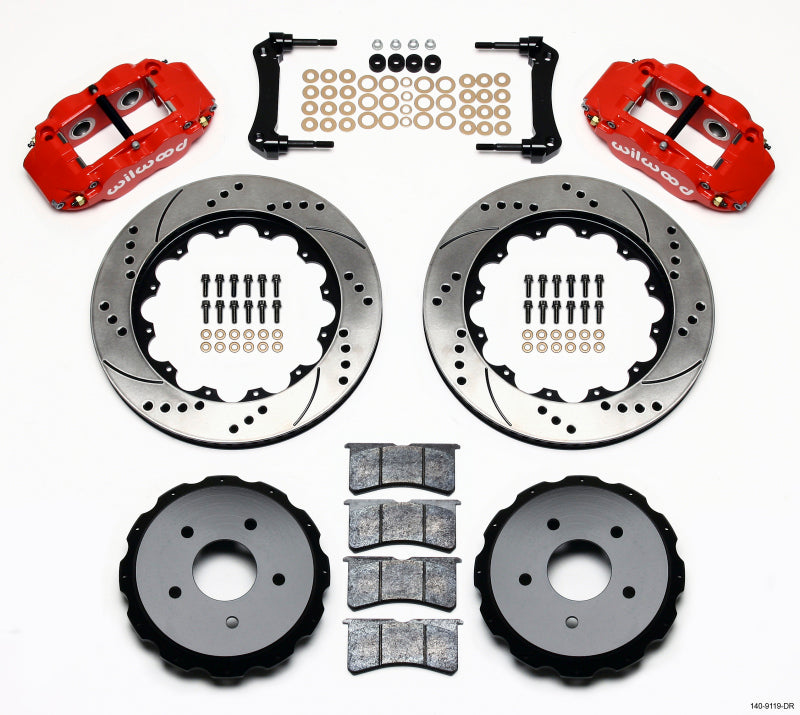 Wilwood Narrow Superlite 4R Rear Kit 14.00in Drill Red 97-04 Corvette C5/Z06 05-13 C6 Wilwood