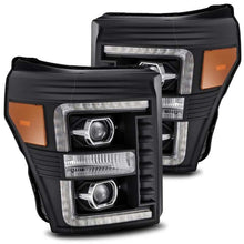 Load image into Gallery viewer, AlphaRex 11-16 Ford F-250 SD PRO-Series Projector Headlights Plank Style Design Black w/Seq Signal - eliteracefab.com