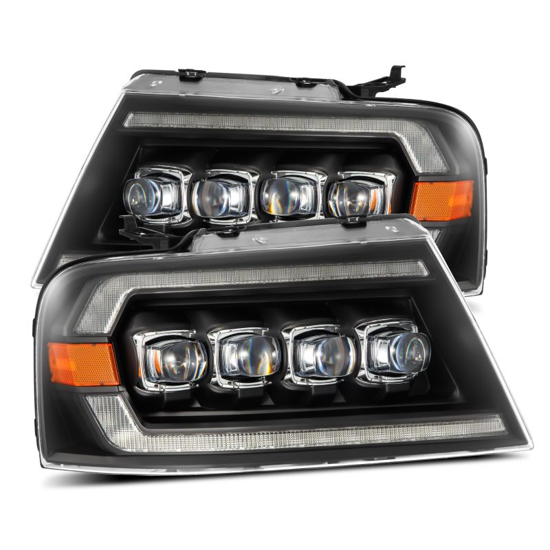 AlphaRex 880128 04-08 Ford F-150 (No 2004 Heritage) NOVA-Series LED Proj HL Alpha-Blk w/Actv Lgt / Seq. Sig