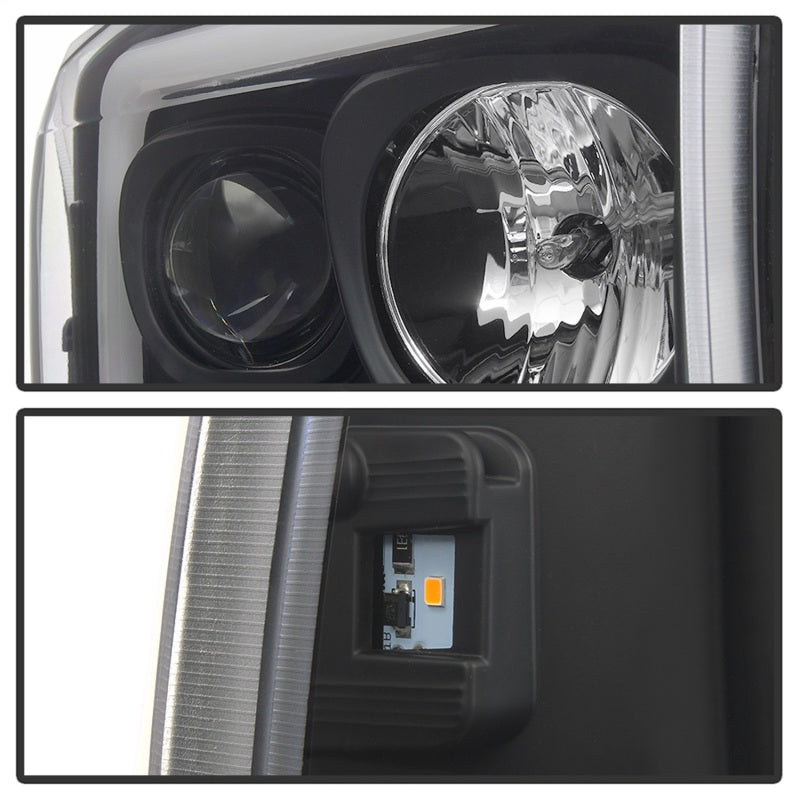 Spyder 99-04 Ford F250 Super Duty Projector Headlights - Light Bar - Black PRO-YD-FF25099V2-LB-BK - eliteracefab.com