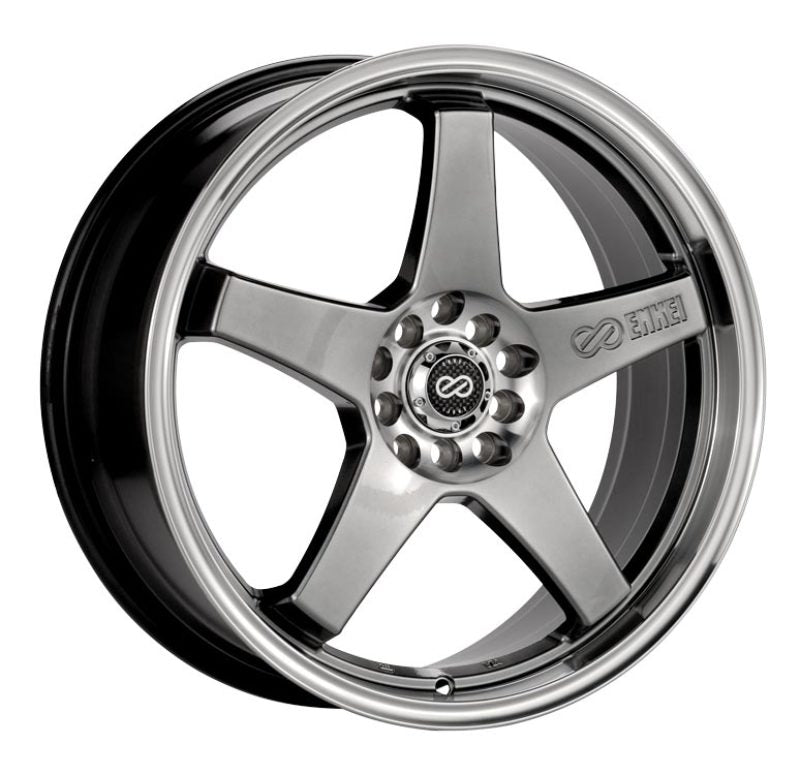 Enkei EV5 17x7 4x100/114.3 38mm Offset 72.6 Bolt Diameter Hyper Black w/ Machined Lip Wheel Enkei