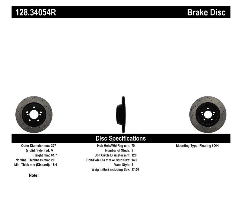 StopTech 01-07 BMW M3 (E46) / 00-04 M5 (E39) Drilled Right Rear Rotor - eliteracefab.com