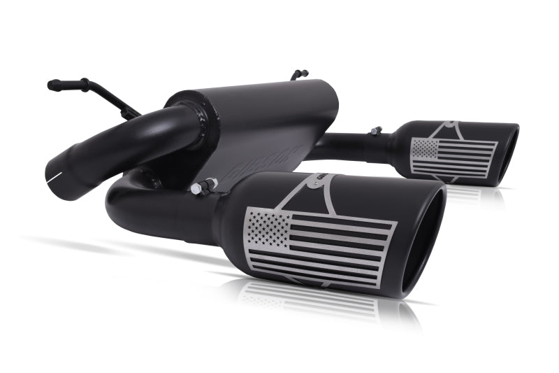 Gibson 07-10 Jeep Wrangler JK X 3.8L 2.5in Patriot Series Cat-Back Dual Split Exhaust - Blk Ceramic - eliteracefab.com