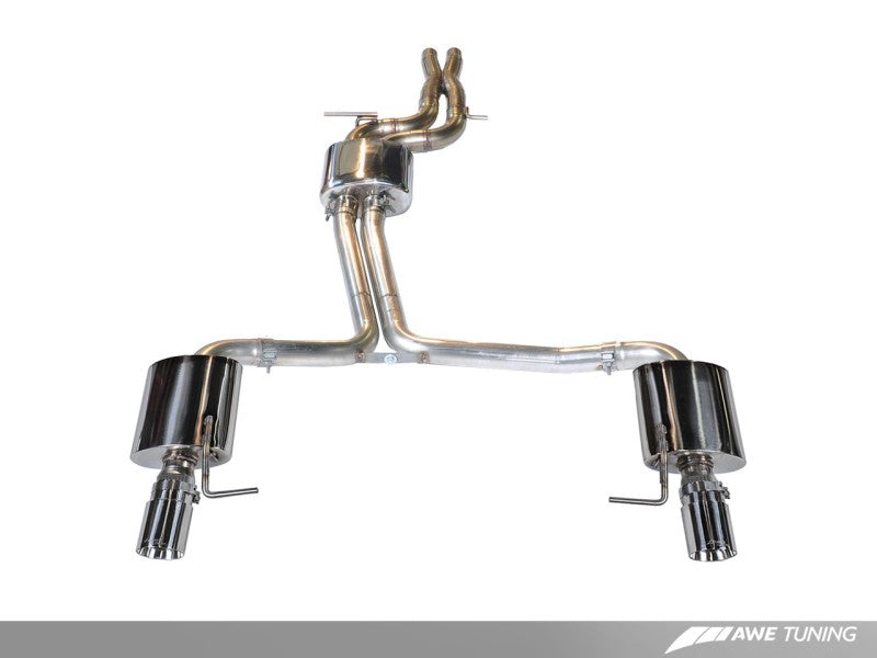 AWE Tuning Audi C7 A7 3.0T Touring Edition Exhaust - Dual Outlet Chrome Silver Tips - eliteracefab.com