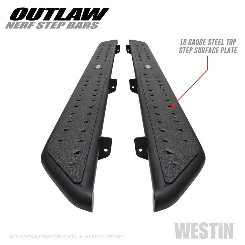 Westin 2020 Jeep Gladiator Outlaw Nerf Step Bars - Textured Black - eliteracefab.com