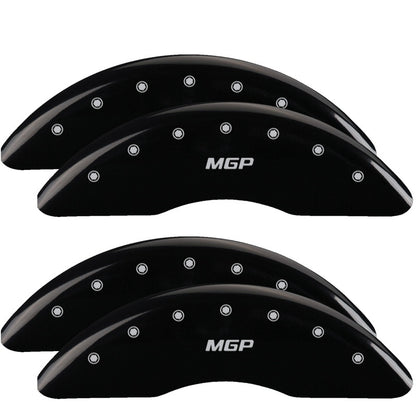 MGP 4 Caliper Covers Engraved Front & Rear 2019+ Ram 2500/3500 Black Finish Silver MGP Logo MGP