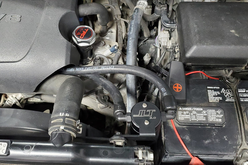 J&L 07-20 Toyota Tundra 5.7L Driver Side Oil Separator 3.0 - Black Anodized - eliteracefab.com