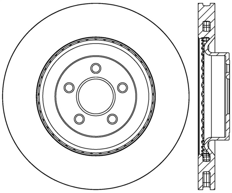 StopTech 2015 Ford Mustang GT w/ Brembo Brakes Right Front Slotted Brake Rotor - eliteracefab.com