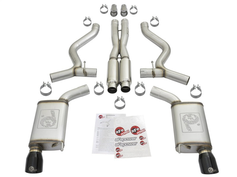 aFe MACHForce XP 3in 304 SS Loud Tone Cat-Back w/ Black Tips 15-17 Ford Mustang V6-3.7L/V8-5.0L aFe