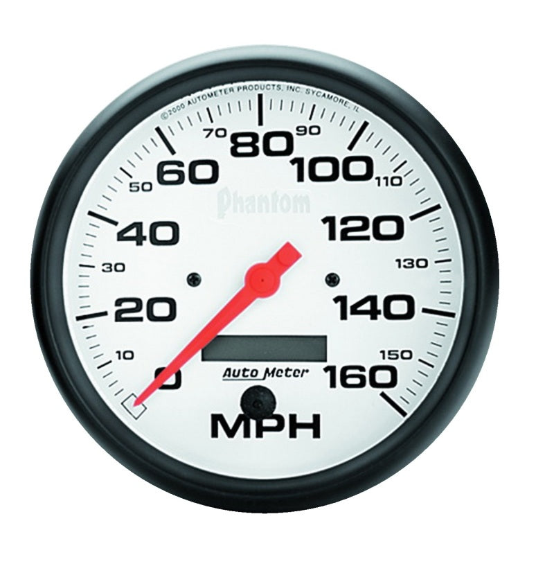 Autometer Phantom 5in 160 MPH Speedometer Electric Program w/ LCD Odometer 5889
