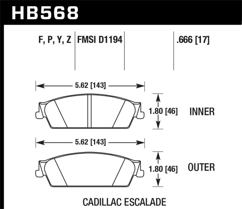 Hawk Performance HPS 5.0 Rear Brake Pads - HB568B.666