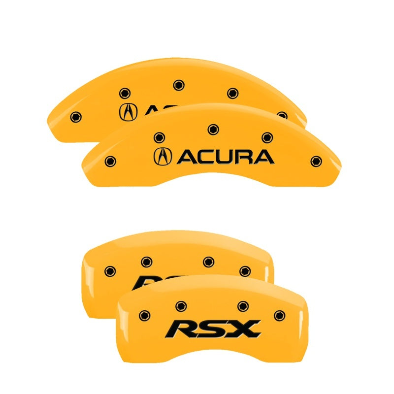 MGP 4 Caliper Covers Engraved Front Acura Rear RSX Yellow Finish Black Char 2003 Acura RSX MGP