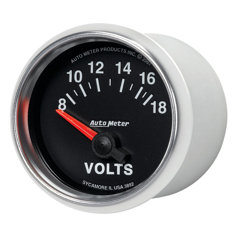 Autometer GS 52mm 8-18 Volts Short Sweep Electronic Voltmeter Gauge 3892