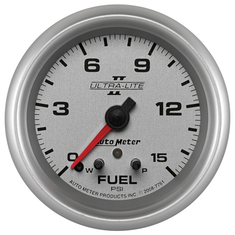 AutoMeter Gauge Fuel Press 2-5/8in. 15PSI Stepper Motor W/ Peak & Warn Ultra-Lite II 7761