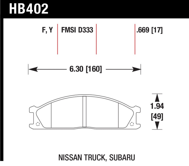 Hawk Performance HPS Front Brake Pads - HB402F.669