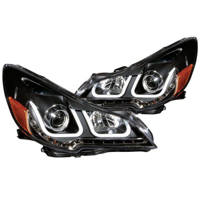 ANZO USA Subaru Outback Projector Headlights W/ U-Bar Black; 2010-2014 - eliteracefab.com