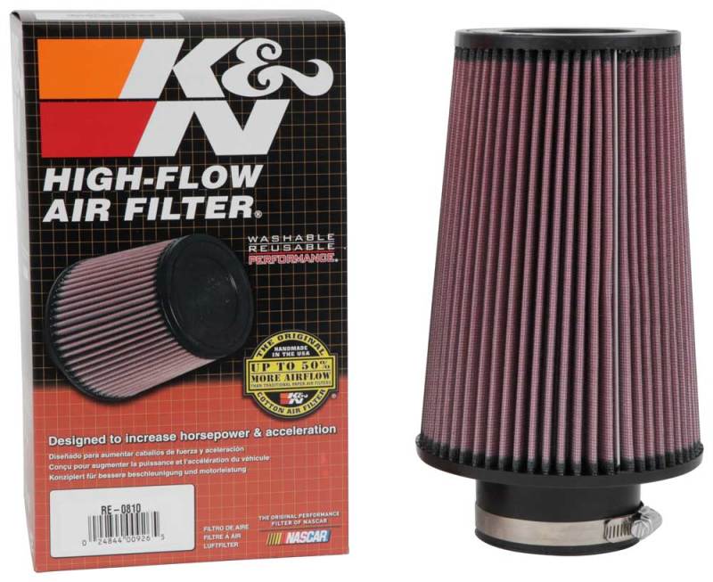 K&N Universal Rubber Filter 3inch FLG / 6inch OD-B / 4-5/8inch OD-T / 9inch L - eliteracefab.com