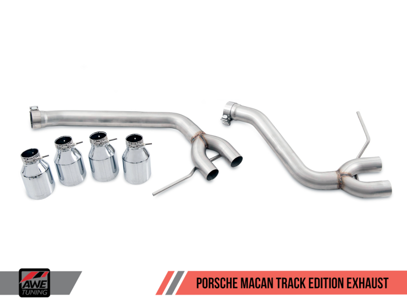 AWE Tuning Porsche Macan Track Edition Exhaust System - Diamond Black 102mm Tips - eliteracefab.com