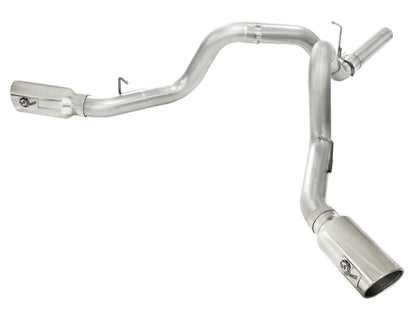 aFe MACHForce XP Exhaust Aluminized Dual Split DPF Back 11-15 GM Diesel Truck V8-6.6L (td) (pol tip) aFe