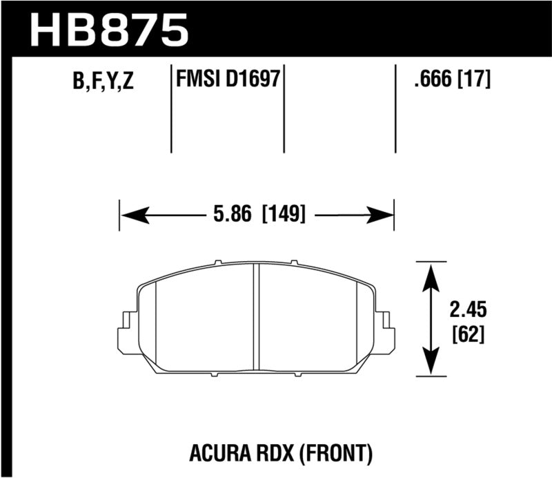 Hawk 14-17 Acura RDX/RLX HPS 5.0 Front Brake Pads ( does not fit civic Type R) - eliteracefab.com