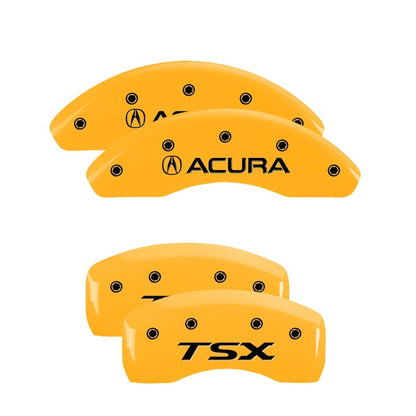 MGP 4 Caliper Covers Engraved Front Acura Rear TSX Yellow Finish Black Char 2005 Acura TSX MGP