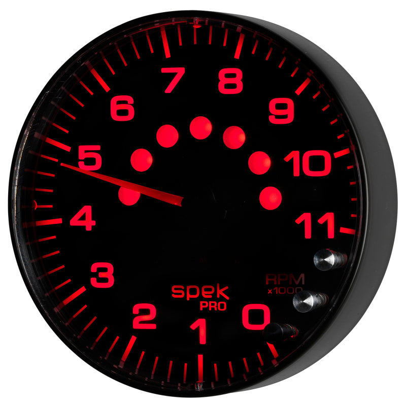 Autometer Spek-Pro Gauge Tachometer 5in 11K Rpm W/Shift Light & Peak Mem Black/Black P239328