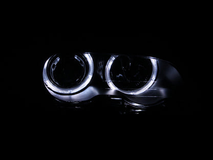 ANZO USA Bmw 3 Series E46 2dr-Non Xenon Models Projector Headlights W/ Halo Black; 2000-2003 - eliteracefab.com