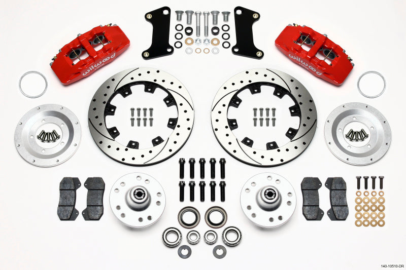 Wilwood Dynapro 6 Front Hub Kit 12.19in Drilled Red 67-69 Camaro (*Line Kit Needed*) - eliteracefab.com
