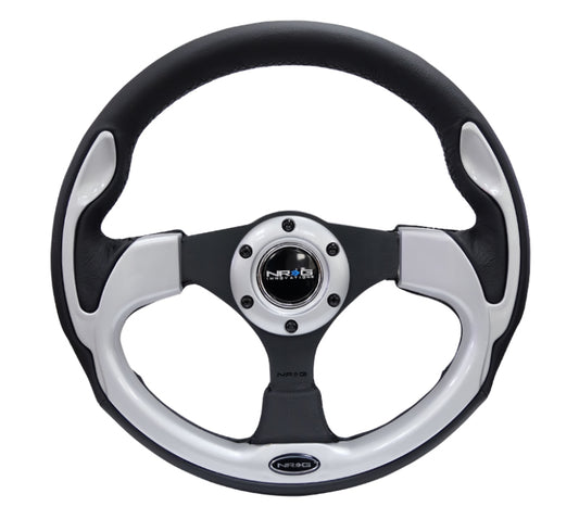 NRG Innovations 320mm Pilota Reinforced Steering Wheel - Leather - Silver Trim – RST-001SL