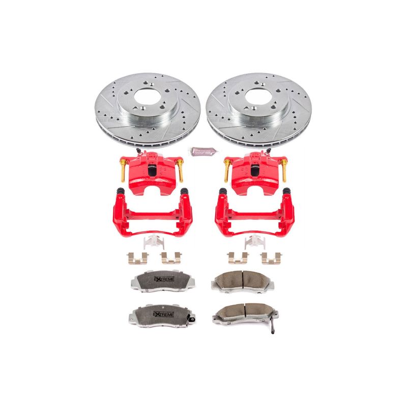 Power Stop 97-01 Acura Integra Front Z26 Street Warrior Brake Kit w/Calipers - eliteracefab.com