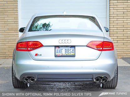 AWE Tuning Audi B8 / B8.5 S4 3.0T Track Edition Exhaust - Chrome Silver Tips (90mm) - eliteracefab.com