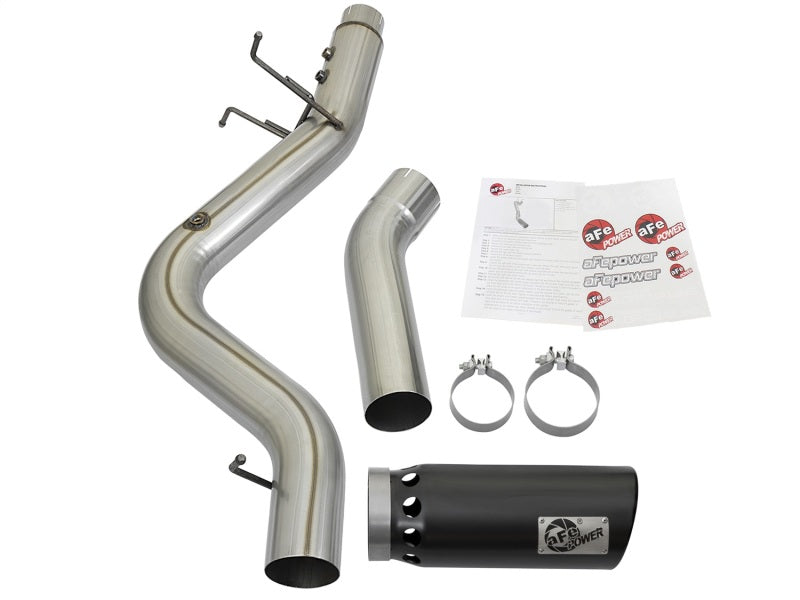 aFe LARGE BORE HD 4in 409-SS DPF-Back Exhaust w/Black Tip 2017 GM Duramax V8-6.6L (td) L5P - eliteracefab.com