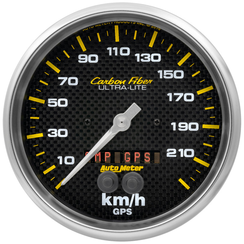 Autometer Carbon Fiber 5in. 0-225 KM/H (GPS) Speedometer Gauge 4881-M