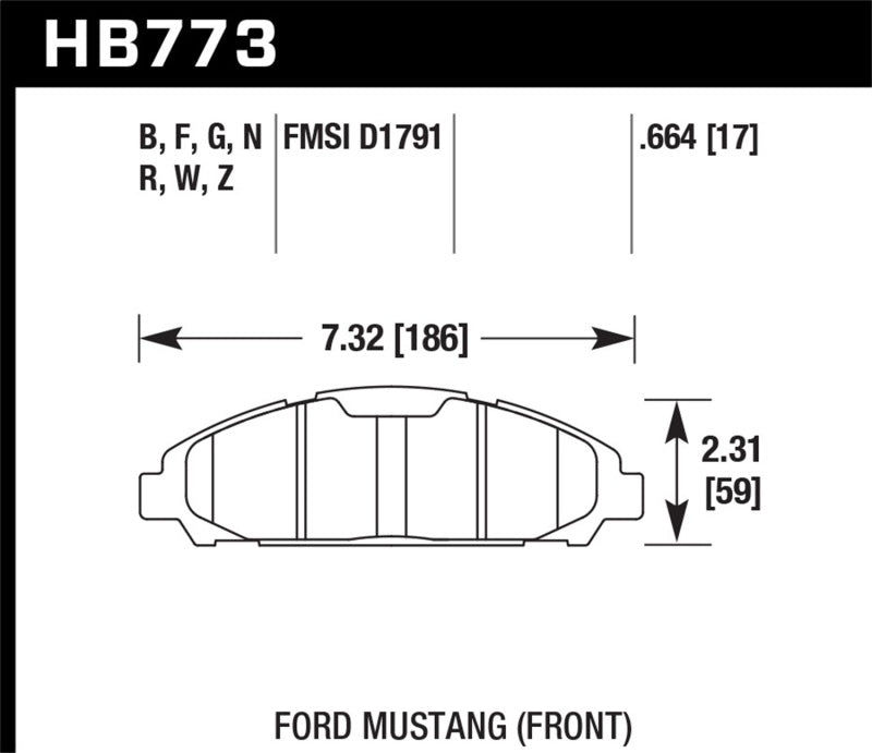 Hawk 15-17 Ford Mustang HPS 5.0 Front Brake Pads - eliteracefab.com