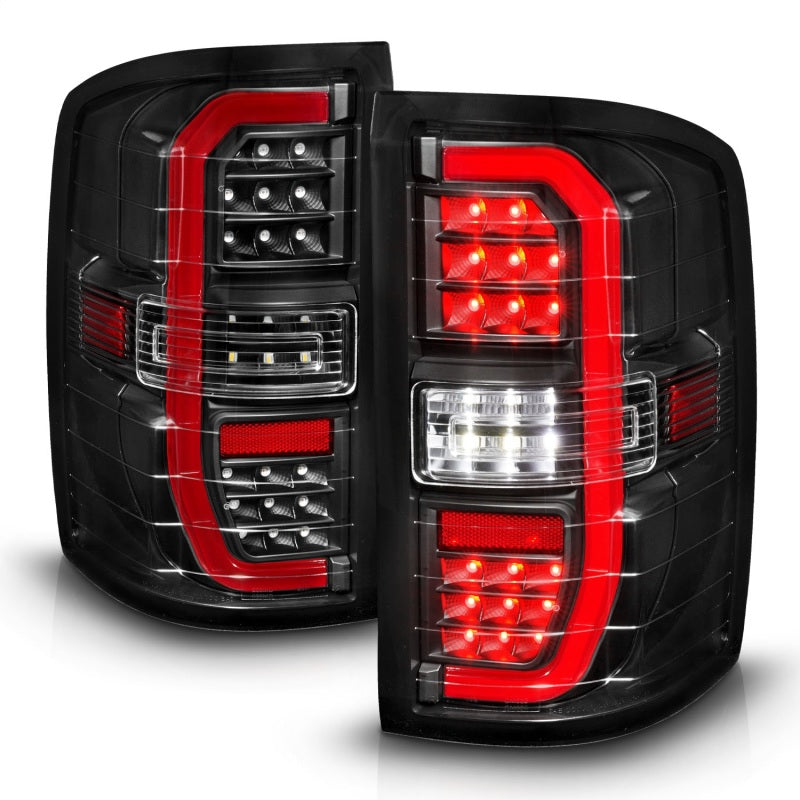 ANZO 14-18 GMC Sierra 1500 Full LED Taillights Black Housing Clear Lens (w/C Light Bars)