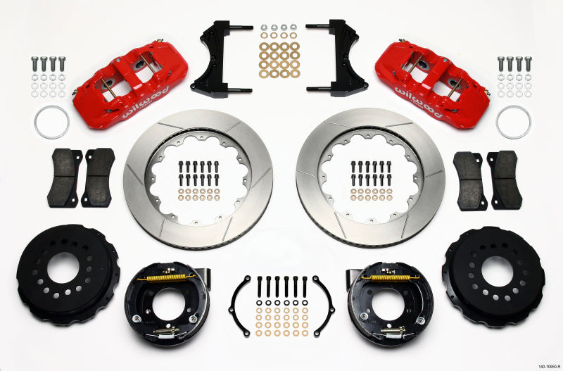 Wilwood AERO4 Rear P-Brake Kit 14.00in Red 2005-2014 Mustang Wilwood