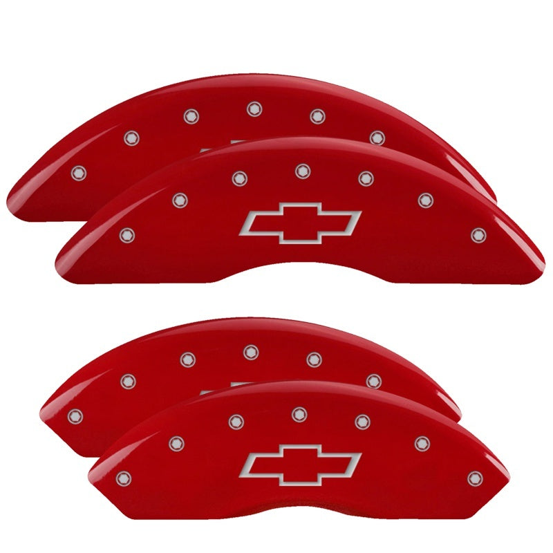 MGP 4 Caliper Covers Engraved Front & Rear Bowtie Red finish silver ch MGP